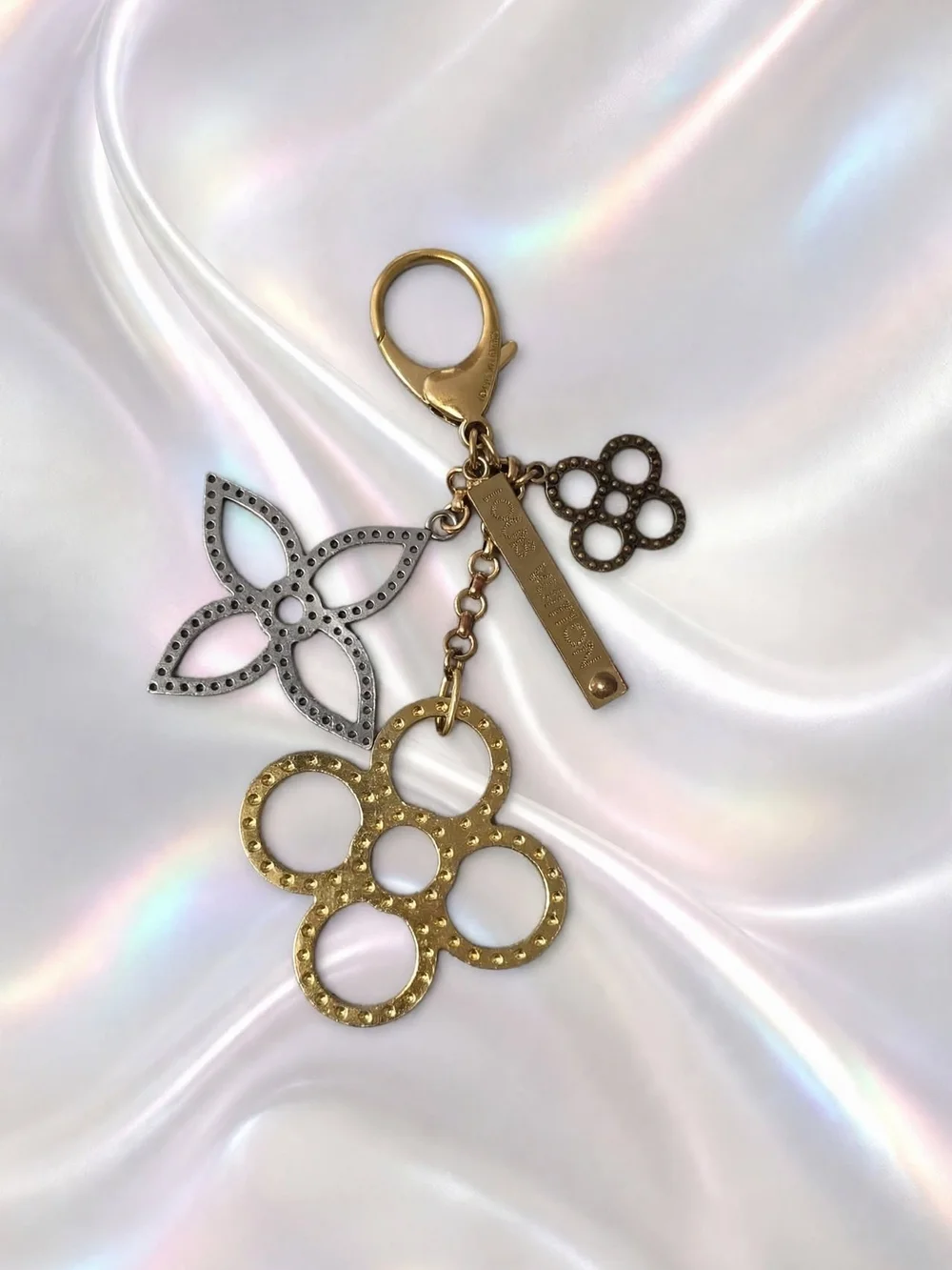 Louis Vuitton Two-Tone Gold and Silver Flower Keychain Charm